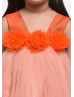 Peach Tulle Orange Flowers Adorable Flower Girl Dress